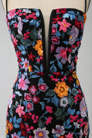 Load image into Gallery viewer, Mermaid Spaghetti Straps Black Flower Embroidered Prom Dress With Side Slit