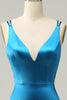 Load image into Gallery viewer, Peacock Blue Mermaid Backless Long Prom Dress