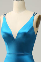 Load image into Gallery viewer, Peacock Blue Mermaid Backless Long Prom Dress