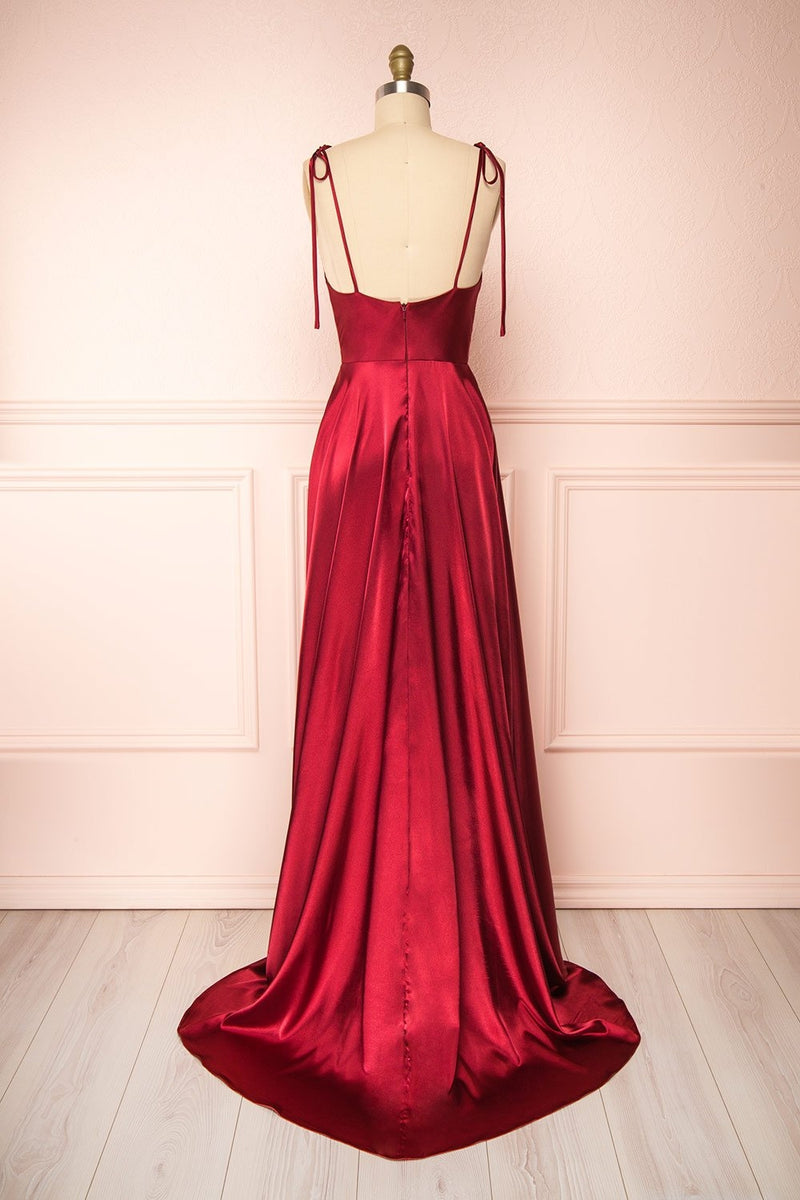 Load image into Gallery viewer, A-Line Spaghetti Straps Light Green Satin Long Prom Dress with Slit