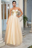 Load image into Gallery viewer, Princess A Line Sweetheart Golden Long Prom Dress