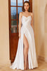 Load image into Gallery viewer, White Satin Sweetheart Wedding Dress with Slit