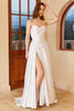 Load image into Gallery viewer, White Satin Sweetheart Wedding Dress with Slit