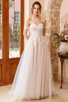 Load image into Gallery viewer, Elegant A Line Halter White Long Wedding Dress with Appliques