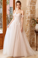 Load image into Gallery viewer, Elegant A Line Halter White Long Wedding Dress with Appliques