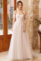 Load image into Gallery viewer, Elegant A Line Halter White Long Wedding Dress with Appliques