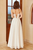 Load image into Gallery viewer, White Spaghetti Straps Simple Wedding Dress