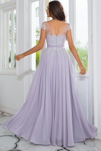 Grey Chiffon Mother of the Bride Dress with Beading