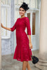 Load image into Gallery viewer, Burgundy Sheath Lace Mother of the Bride Dress