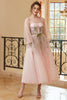 Load image into Gallery viewer, A Line Jewel Light Nude Tea Length Prom Dress with Long Sleeves