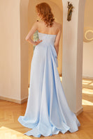 Load image into Gallery viewer, Mermaid Light Blue Long Prom Dress with Slit