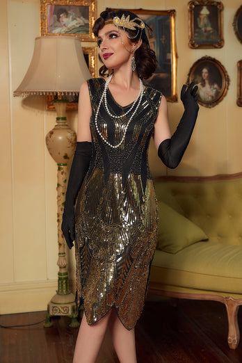 Gold Gatsby 1920s Dress