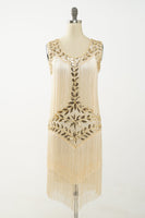 Load image into Gallery viewer, Champagne Gatsby 1920s Dress with Sequins and Tassels