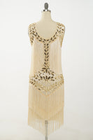 Load image into Gallery viewer, Champagne Gatsby 1920s Dress with Sequins and Tassels
