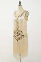 Load image into Gallery viewer, Champagne Gatsby 1920s Dress with Sequins and Tassels