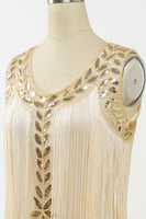 Load image into Gallery viewer, Champagne Gatsby 1920s Dress with Sequins and Tassels
