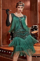 Load image into Gallery viewer, Dark Green Gatsby 1920s Dress with Sequins and Tassels