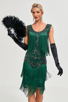Load image into Gallery viewer, Black Gatsby 1920s Flapper Dress with Sequins and Tassels