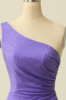 Load image into Gallery viewer, One Shoulder Purple Party Dress