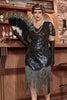 Load image into Gallery viewer, Black V-Neck 1920s Gatsby Dress with Colorful Sequins