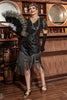 Load image into Gallery viewer, Black V-Neck 1920s Gatsby Dress with Colorful Sequins