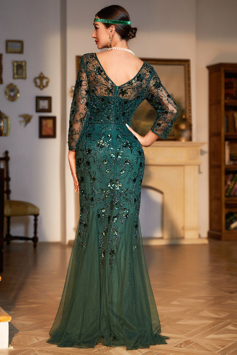 Load image into Gallery viewer, 1920s Flapper Dress Long Fringe Gatsby Dress Roaring 20s Sequin Beaded Dress