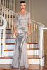 Load image into Gallery viewer, Gatsby Dress 1920s Flapper Short Dress Grey Sequin Vintage Dress for Party