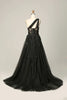 Load image into Gallery viewer, A-Line Tulle One Shoulder Purple Long Prom Dress with Appliques
