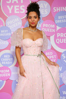 Load image into Gallery viewer, Tulle Pink Princess Prom Dress with Embroidery