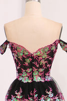 Load image into Gallery viewer, Sparkly Black Pink Tiered A-Line Long Prom Dress with Lace