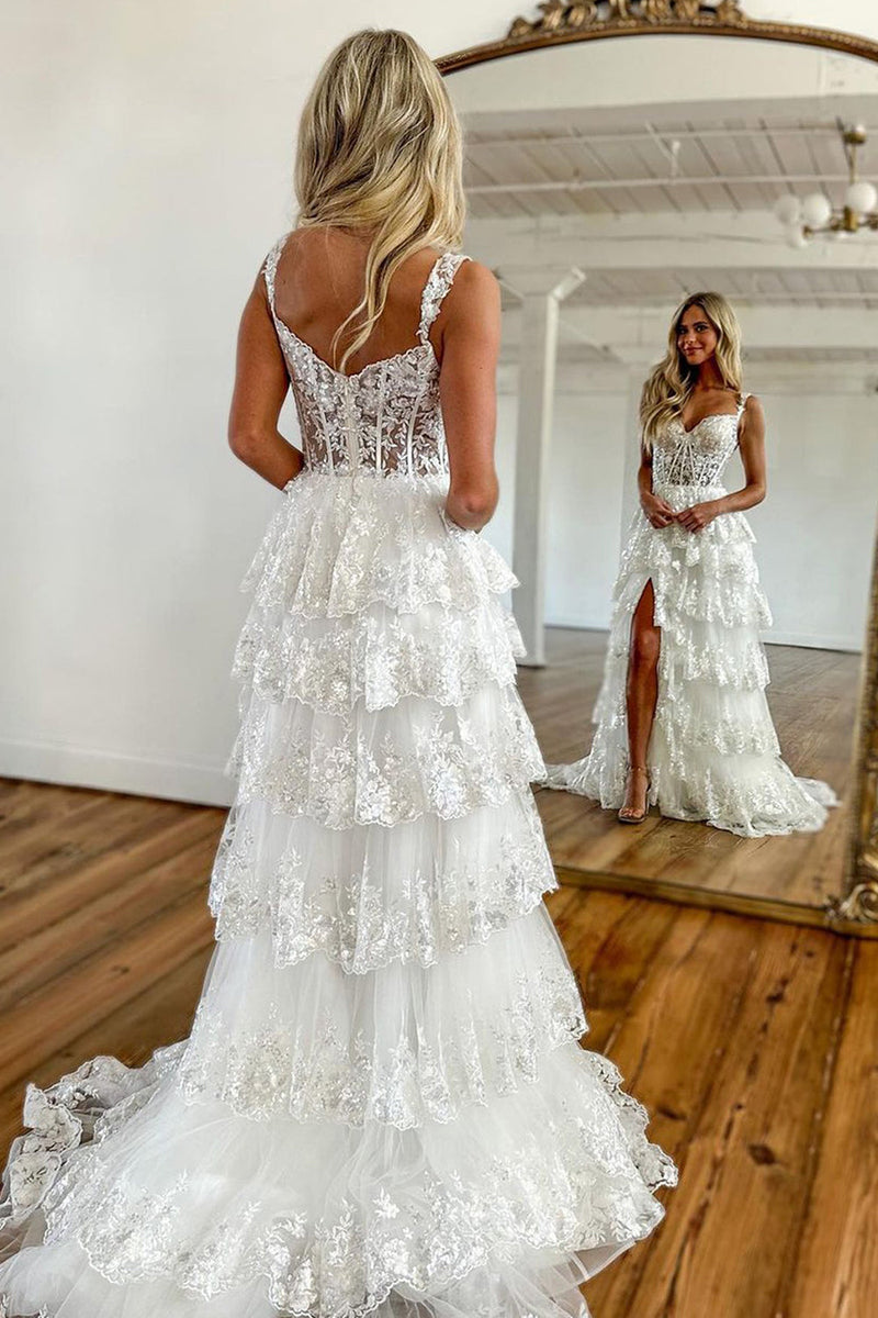 Load image into Gallery viewer, Black Off The Shoulder Tiered Prom Dress