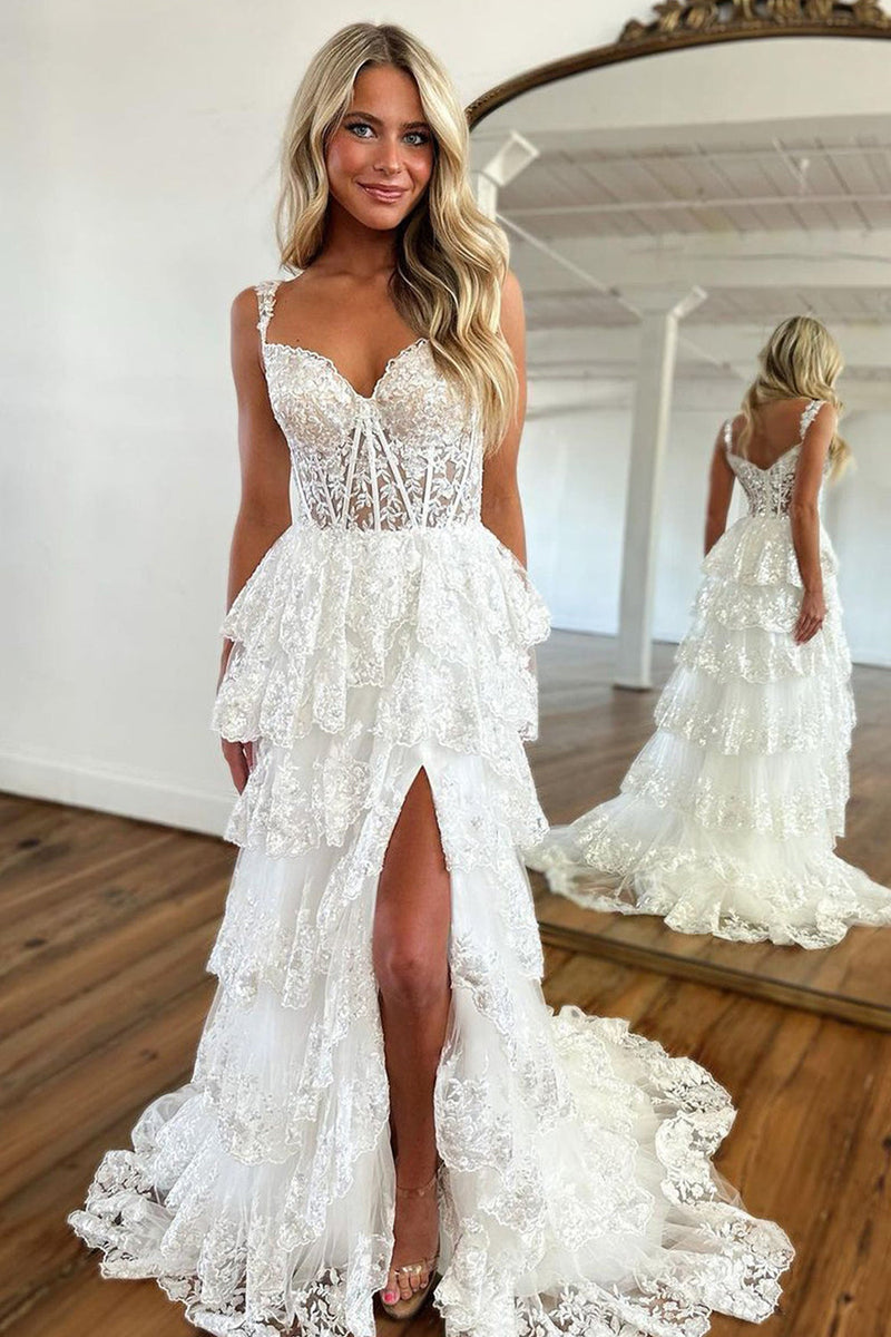 Load image into Gallery viewer, Lilac Off The Shoulder Tiered Prom Dress