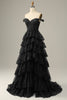Load image into Gallery viewer, A-Line Off the Shoulder Blue Long Prom Dress with Appliques
