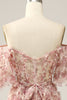 Load image into Gallery viewer, White Red Flower Off The Shoulder Prom Dress_4