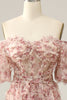 Load image into Gallery viewer, White Red Flower Off The Shoulder Prom Dress_3