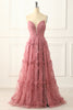 Load image into Gallery viewer, A-line Strapless Floral Printed Long Prom Dress with Slit