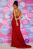 Load image into Gallery viewer, Mermaid Sparkly Red Sequins Long Prom Dress with Tassel