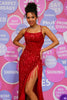 Load image into Gallery viewer, Mermaid Sparkly Red Sequins Long Prom Dress with Tassel