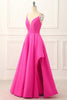 Load image into Gallery viewer, Fuchsia Spaghetti Straps Lace-Up Long Prom Dress