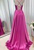 Load image into Gallery viewer, Spaghetti Straps Dark Green Satin Corset Prom Dress
