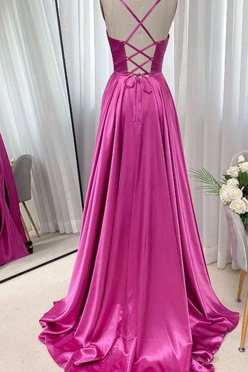 Spaghetti Straps Dark Green Satin Corset Prom Dress