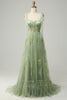 Load image into Gallery viewer, A-Line Spaghetti Straps Grey Blue Long Prom Dress with Embroidery