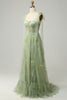 Load image into Gallery viewer, A-Line Spaghetti Straps Green Long Prom Dress with Embroidery