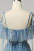 Load image into Gallery viewer, A-Line Cold Shoulder Black Long Prom Dress with Embroidery