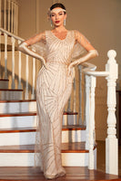 Load image into Gallery viewer, Roaring 20s Flapper Dress Great Gatsby Dress for Women with Short Sleeves