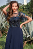 Load image into Gallery viewer, Navy Appliques Sequin Mother of Bride Dress