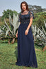 Load image into Gallery viewer, Navy Appliques Sequin Mother of Bride Dress