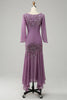 Load image into Gallery viewer, Grey Purple Mermaid Chiffon Mother of the Bride Dress with Lace