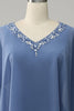 Load image into Gallery viewer, Grey Blue Sparkly Beaded Batwing Sleeves Mother of the Bride Dress