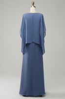 Load image into Gallery viewer, Grey Blue Sparkly Beaded Batwing Sleeves Mother of the Bride Dress
